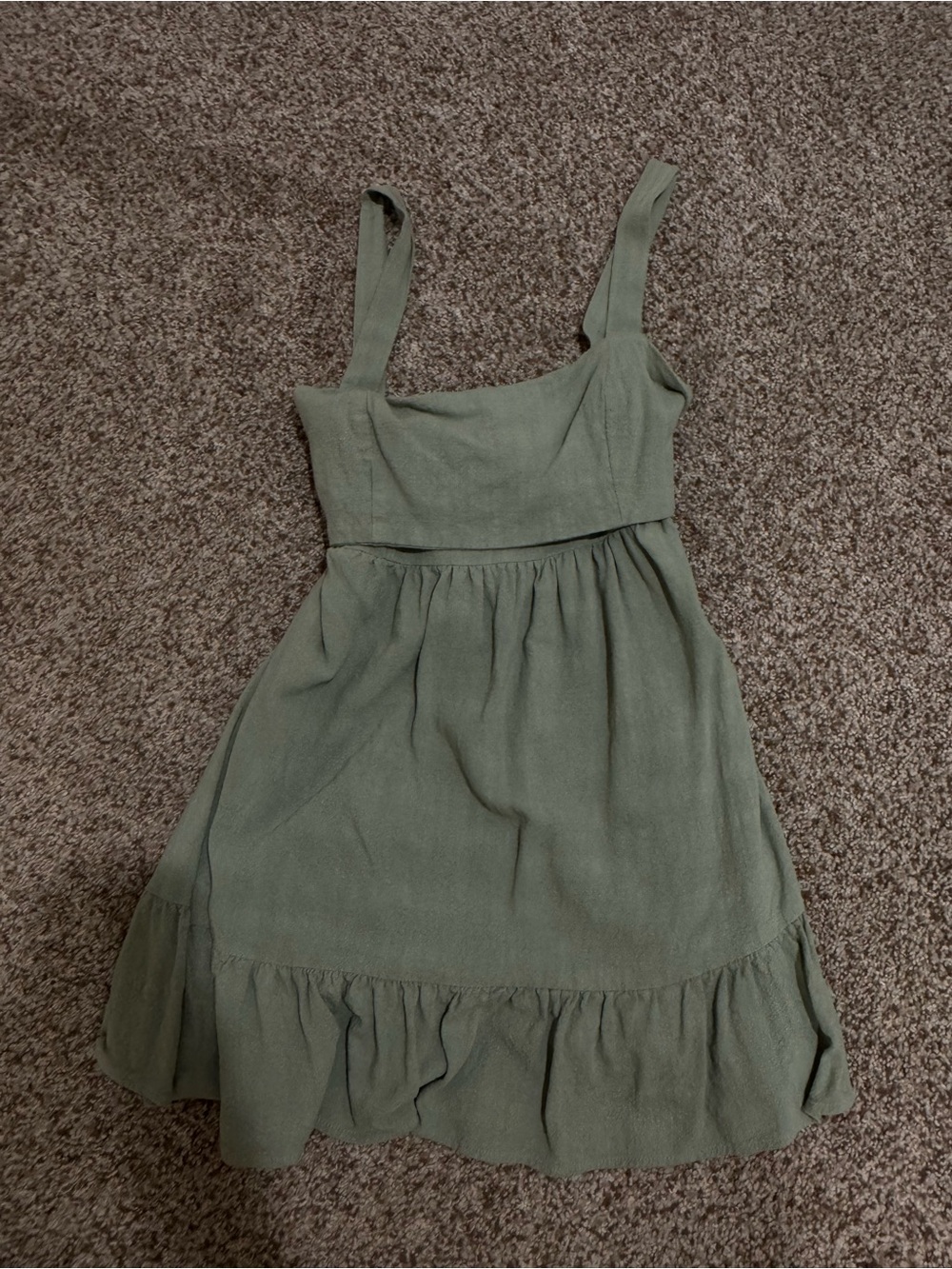 Altar'd State Green Smocked Mini Dress with Ruffle Hem